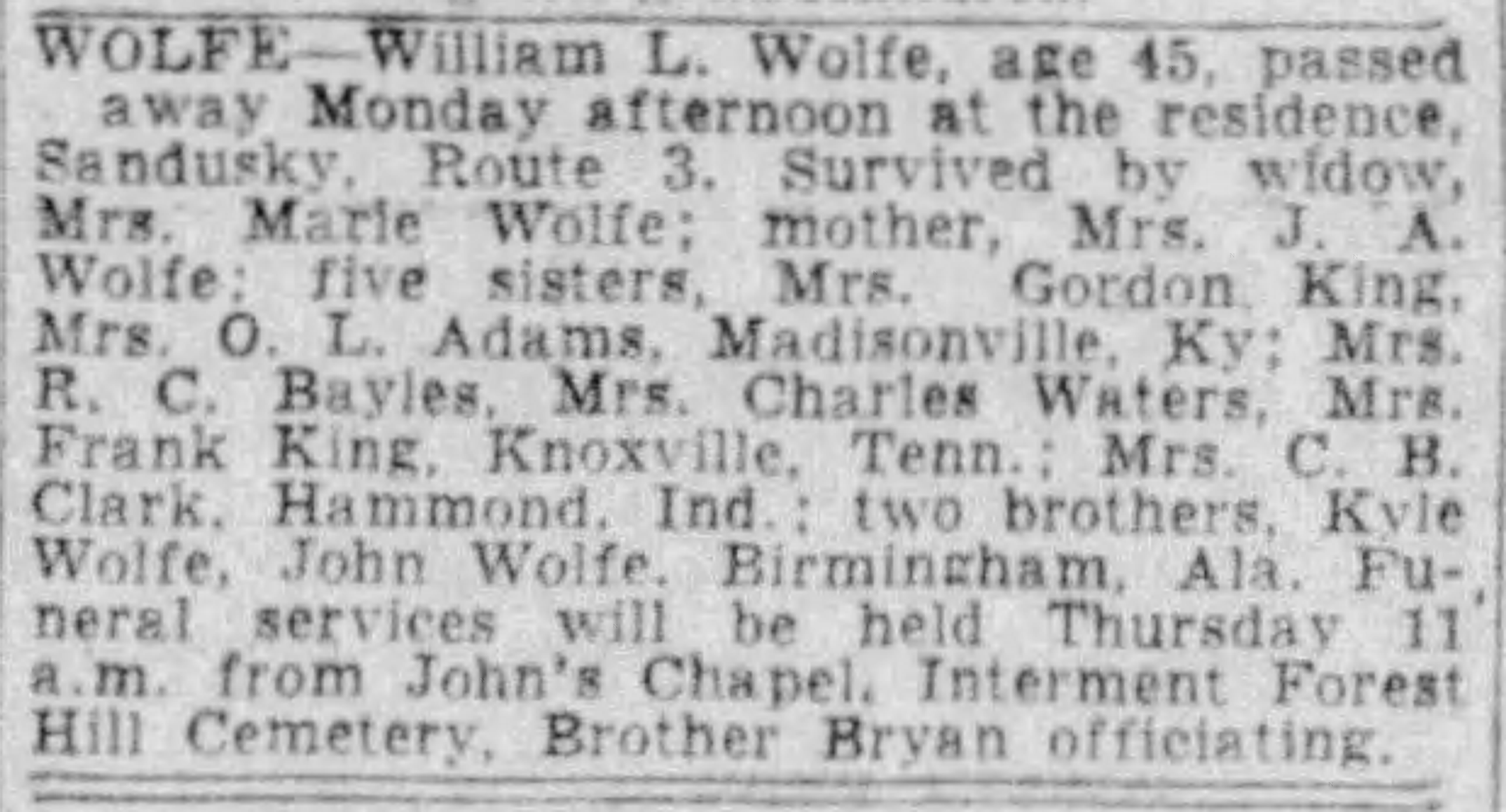 William L. Wolfe obituary
